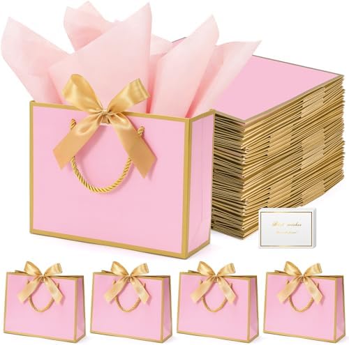 DOYIDE 50 Pcs Thank You Gift Bags with Tissue Paper & Handles, 9x7x3.1inch by DOYIDE