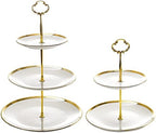 Frcctre Set of 2 Ceramic Cupcake Stand, 3+2 Tier Porcelain Dessert Display Tower Pastry Serving Tray, Tiered Dessert Cupcake Serving Platter for Tea Party, Wedding, Birthday by Frcctre