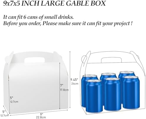 30Pcs 9 Inch White Large Gable Gift Boxes, Party Favor Treat Boxes - Image 2