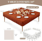 Wish Care 2 Pack Rust Spandex Tablecloths for 60x60 Inch Square Tables, Stretch Fitted Table Clothes with Pleated Ruffle Skirt for 60” Table, Wrinkle Free and Elastic, for Party Kitchen Home Dining - Image 4