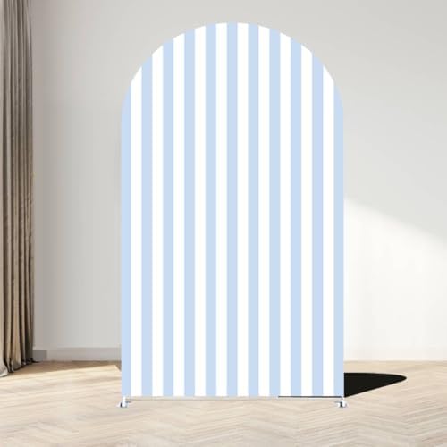 FiVan Arch Covers Stretchy Blue Stripes Backdrop for Birthday Baby Shower Party Decoration 4x7ft Baptism Background Props - Image 2