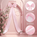 Giant Bow Decoration, 75x18 Inch Big Bows for Backdrop, Large Satin Ribbon Tie Bow for Wedding Engagement Baby Shower Bridal Christmas Birthday Party Wall Decor (Pink) - Image 2