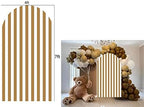 FiVan Arch Covers Brown Stripes Stretchy Backdrop for Birthday Baby Shower Party Decoration 4x7ft Baptism Background Props - Image 2