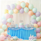 5 Pcs Princess Party Decor Blue Silver Sequin Tulle Table Skirt 30 x 108 in - Image 5