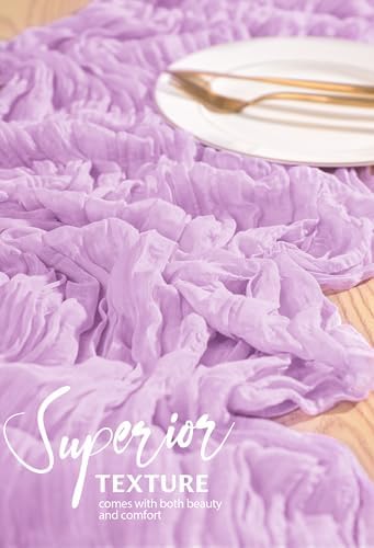 30 Pack Cheesecloth Table Runner 10FT Lilac Purple Table Runner Lavender Boho Gauze Cheese Cloth Table Runners Long Rustic Sheer Table Decorations for Wedding Party Baby Bridal Shower Birthday Holiday - Image 4