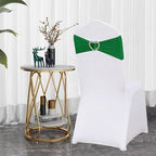 Emerald Green Chair Sashes 50 Pack Spandex Dark Green Sashes for Chairs Covers Universal Stretch Chair Sashes Band with Heart Buckle Slider for Wedding Banquet Party Decorations - Image 4