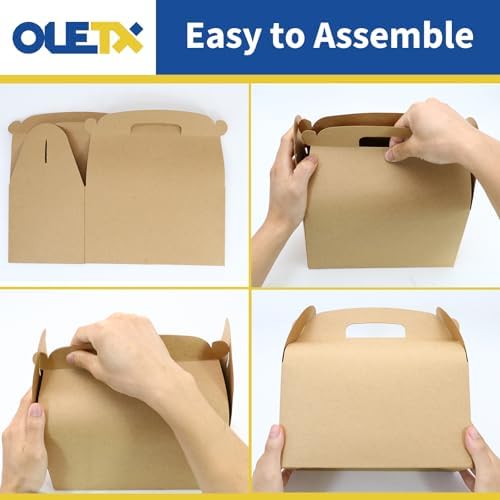 30Pcs 9 Inch Large Gable Gift Boxes, Brown Party Favor Treat Boxes, Lunch Box with Handles for Birthday Babyshower Wedding Activity Picnic - Image 6