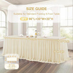 Wish Care 2 Pack Light Champagne Tulle Table Cloth for 8 Foot Rectangle Tables Tulle Tutu Skirt Stretch Fitted Tablecloth Wrinkle Free Ruffle Table Cover for Party Wedding Birthday Banquet Decorations - Image 6