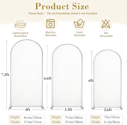 Set of 3 Arch Backdrop Covers Stretchy Spandex White Beige for Boho Wedding - Image 6