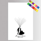 DIY Fingerprints Wedding Sign in Guest Book Canvas Groom and Bride Painting with Wooden Hanger Personalized Wedding Gift for Couple Anniversary Party Decorstions-80x120cm - Image 2
