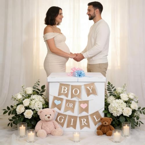 28in Giant Gender Reveal Gift Box with 40 Pcs Blue Balloons for Boys - Image 5