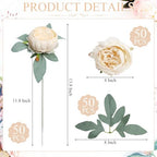 50Pcs Artificial Peonies Flowers Bulk, 4’’ - Champagne - Image 2