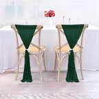 50 PCS Cheesecloth Chair Sashes Bows Wedding Aisle Decorations Chair Ribbon Ties Back Sash for Wedding Party Events Banquet Chair Cover Decoration (Emerald Green) - Image 4