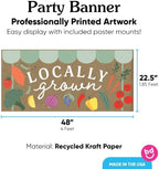 Big Dot of Happiness Locally Grown Kraft Paper Banner, Farmers Market Baby Shower Party Welcome Banner, Printed Brown Paper Party Sign Decoration – 1 Count - Image 3