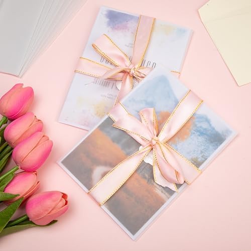 Pre-Folded Vellum Paper with Sealing Stickers, Translucent Envelopes for Wedding Invitations Cards Baby Shower Birthday - Image 3