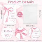 36 Sets Pink Bow Baby Shower Acrylic Shot Glasses A Sweet Little Girl is on Her Way Shot Glasses Coquette Bow Cups Bulk with Thank You Card Bag Bow Theme Party Gifts for Guest Gender Reveal - Image 3