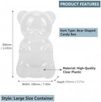 Bear Shaped Jar, Plastic Clear Bear Gift Box Dispenser Favors, Fillable Candy Box with Large Capacity Storage for Candies, Baked Food, Small Gifts - Image 7