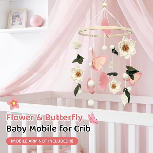 Baby Mobile for Crib Flowers and Butterflies Crib Mobile - Image 6