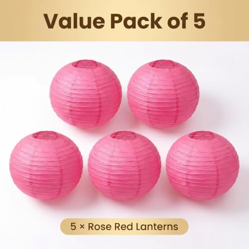 Balagan Chinese Japanese Paper Lanterns 16-Inch 5 Packs (Pink, 16 inch) (BLG-220503) - Image 6