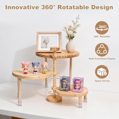 Cupcake Stand, Wood Cake Stand, Cupcake Display Stand, Wedding Cake Stands, 360°Rotatable Cupcake Stands for Party, 3 Tier Cupcake Stand, Cup Cake Tower Stand for Birthday Anniversary Party Decoration - Image 2
