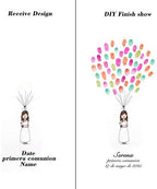 Customized Princess Baby Shwoer Sign in Guest Book for Girl 1st Communion Gifts DIY Fingerprint Signature Alternative with Wooden Hanger Ready to Hang-60x80cm - Image 3