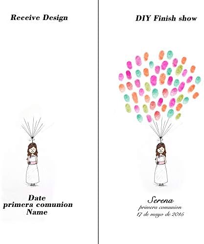 Customized Princess Baby Shwoer Sign in Guest Book for Girl 1st Communion Gifts DIY Fingerprint Signature Alternative with Wooden Hanger Ready to Hang-60x80cm - Image 3