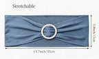 Pack of 50PCS Spandex Dusty Blue Chair Sashes Bows Elastic Chair Cover Bands Slider Buckles for Wedding Reception Banquet Bridal Decorations - Dusty Blue - Image 3