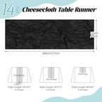14 Pack Black Cheesecloth Table Runner 17x108 Inch Semi Sheer Boho Gauze Cheese Cloth Fabric Table Runners, for Wedding Party Baby Shower Birthday Home Decor Garden Farmhouse - Image 2