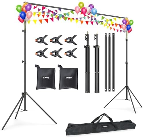 LINCO Lincostore Backdrop Stand Kit 9.4x8.3ft(WXH) for Party Photography by LINCO