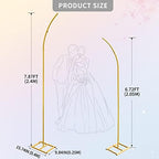 Metal Wedding Arch Stand,Set of 2 Gold Curved Top Arch Backdrop Stand Wedding Arches for Ceremony Birthday Anniversary Baby Shower Floral Stand Background Decoration (Gold,7.8FT & 6.7FT) - Image 2