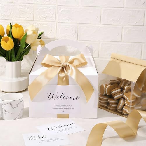 Maitys 24 Set Welcome Boxes for Wedding Guests 9x6x6 Gable Boxes, Gold - Image 5