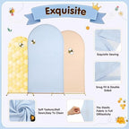 Tegeme Honey Bee Arch Backdrop Covers (7.2ft, 6.6ft, 6ft) Set of 3 Stretchy Fabric Fitted Wedding Arch Stand Covers for Bee Honey Theme Birthday Party Wedding Bridal Birthday Banquet Decoration - Image 3