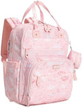 BabbleRoo Diaper Bag Backpack - Baby Essentials Travel Tote - Multi Function Water Resistant Diaper Bag, Travel Essentials Baby Bag with Changing Pad, Stroller Straps & Pacifier Case - Pink Birdy by BabbleRoo