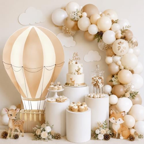 2.9 ft x 4.9 ft Hot Air Balloon Baby Shower Decorations, Large Light Brown Hot Air Shaped Cardboard Cutout, Life-Size Standup Photo Booth Props for Birthday Party Celebration Backdrops Decor - Image 6