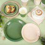 Whaline 244Pcs Nude Sage Green Tableware Set Serves 48 4 Colors Disposable Dinnerware 48 9" Plates 48 7" Plate 48 9oz Cups 100 Napkins for Wedding Birthday Party Supplies - Image 4