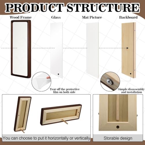 Lineshading 2 Pcs Walnut Wood Photo Strip Frames 12×4 Inch Frame, White - Image 4