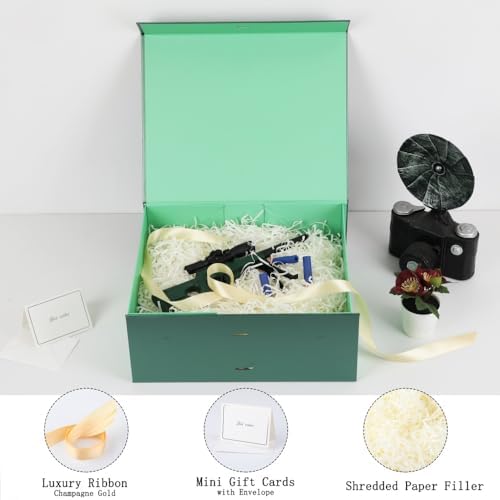 Large Gift Boxes with Lids 5 Pcs 13X11X5.3 In Green Magnetic Gift Box Large - Image 2