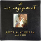 Personalized Engagement Photo Album, Holds 200 4" x 6" Photos, Engraved Our Engagement Leatherette Picture Album, Engagement Gifts For Couples, Black by GiftsForYouNow