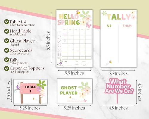 Spring Bunco Game - Cupcake Toppers Accessories - April Theme Flower Bunco - Image 3