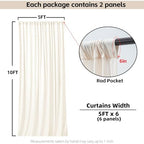 30x10FT Ivory Backdrop Curtains for Wedding Parties, Wrinkle Free Photo Backdrop Curtains for Wedding Birthday Party Baby Shower, Fabric Drape with Rod Pockets 5ft x 10ft, 6 Panels - Image 2
