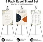3 Pack Easel Stand for Sign, 63 Inch Portable Display Easel Stand, Black Metal Floor Easel for Wedding Welcome Sign, Poster Board, Party, Presentation, Event Display with Storage Bags - Image 2