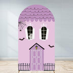 Halloween Haunted House Arch Backdroop Cover 6FT Girl Boy Kids 1st 2nd Birthday Booday Baby Shower Party Purple Castle Stretchy Fitted Fabric Arched Photo Booth Background (2.6x6ft/80x180cm) by Unknown