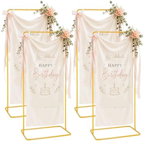 Setof 4 Wedding Sign Stand,Adjustable Height Welcome Poster Easel Stand by Fullvaseer