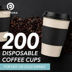 Promora 8 oz Natural Cream Disposable Coffee Cups with Lids & Sleeves, Hot Coffee Cup Sleeves Disposable, Premium Insulated To Go Coffee Paper Cups with Lids & Sleeves (8 oz, Pack of 200) - Image 3