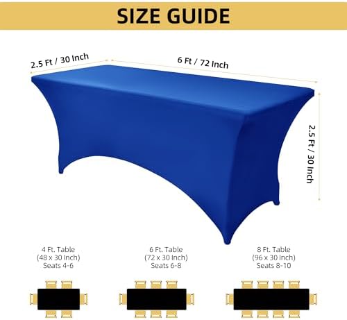 6-Pack 6ft Spandex Table Covers for Rectangle Standard Folding Tables - Wrinkle Resistant Stretch Tablecloths - Ultimate Fitted Table Protector for Parties, Trade Shows, Wedding - Image 4