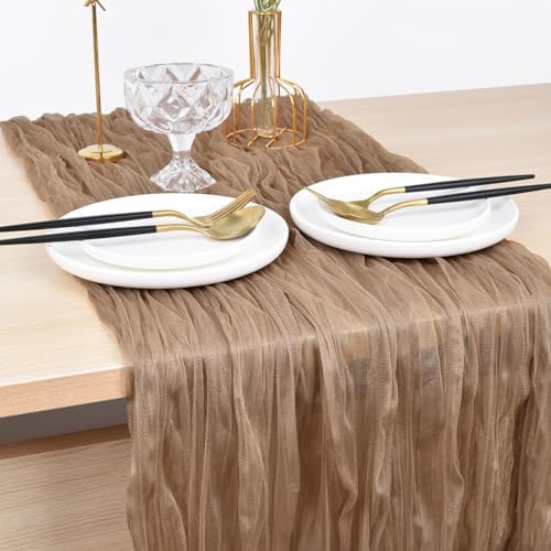 Coffee Cheesecloth Table Runner Fall Wedding Birthday Party Decor 6 Pack - Image 4