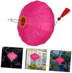 GANAZONO Vintage Oval Vietnamese Hanging Lantern with Tassel Pink Cloth - Image 4