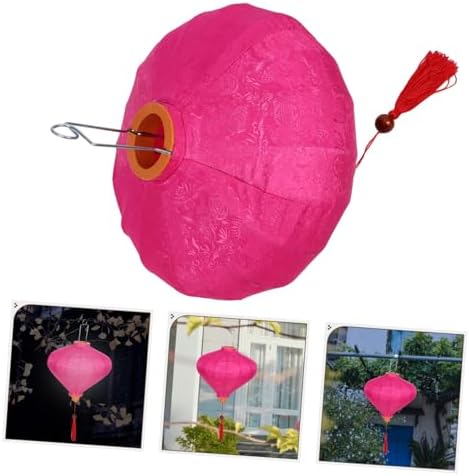 GANAZONO Vintage Oval Vietnamese Hanging Lantern with Tassel Pink Cloth - Image 4