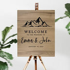 Andaz Press Large Wooden Welcome Sign for Wedding, Rustic Welcome Sign 16" x 20" Custom Names Minimal Mountains Wedding Signage English Oak MDF Wood Finish Wedding Reception Indoor Outdoor Signs - Image 2