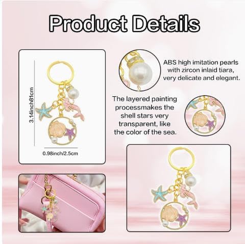 24 Sets Baby Shower Favors for Cute starfish shells Keychain with White Organza Bags, and Thank You Tags for Gender reveal ideas Party Supplies(24set) - Image 2